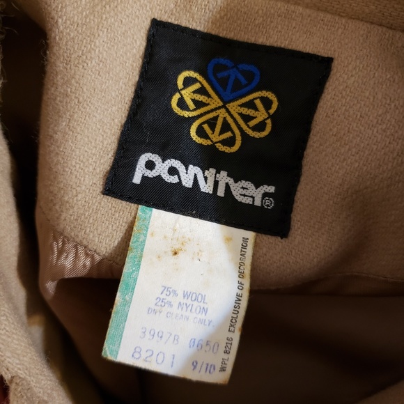 Tan Vintage Wool Jacket with Detachable Collar - Picture 6 of 8